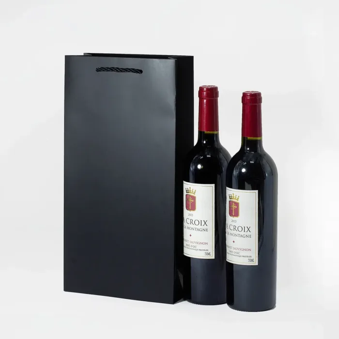 Black Two Bottles Wine Gift Bag - Image 3