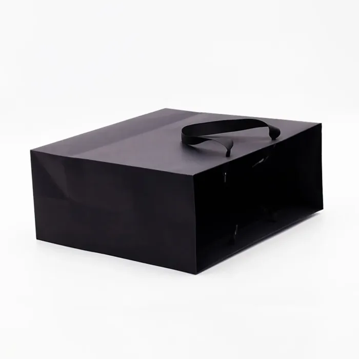 A4 Black Paper Gift Bag with Handle - Image 3
