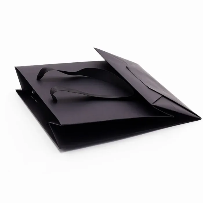 A4 Black Paper Gift Bag with Handle - Image 2