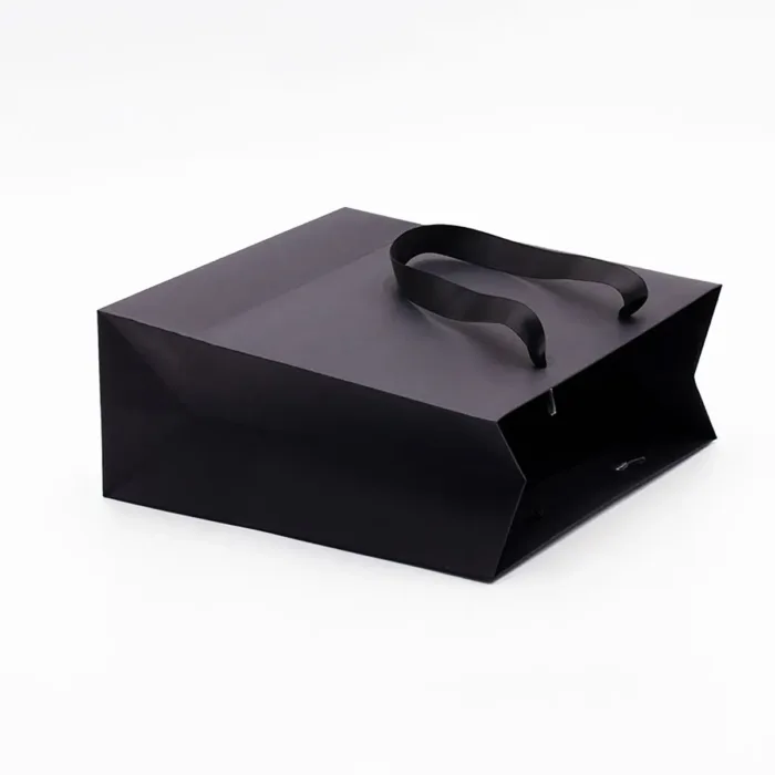 A5 Black Paper Gift Bag with Handle - Image 3