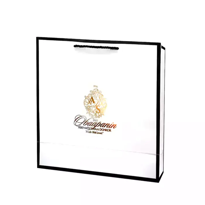 A4 White Paper Gift Bag with Black Border - Image 7