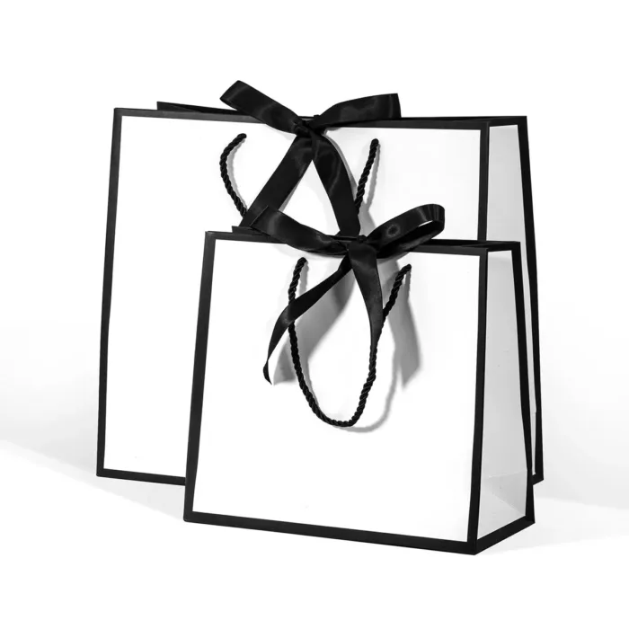 A4 White Paper Gift Bag with Black Border - Image 12