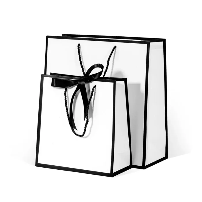 A4 White Paper Gift Bag with Black Border - Image 10