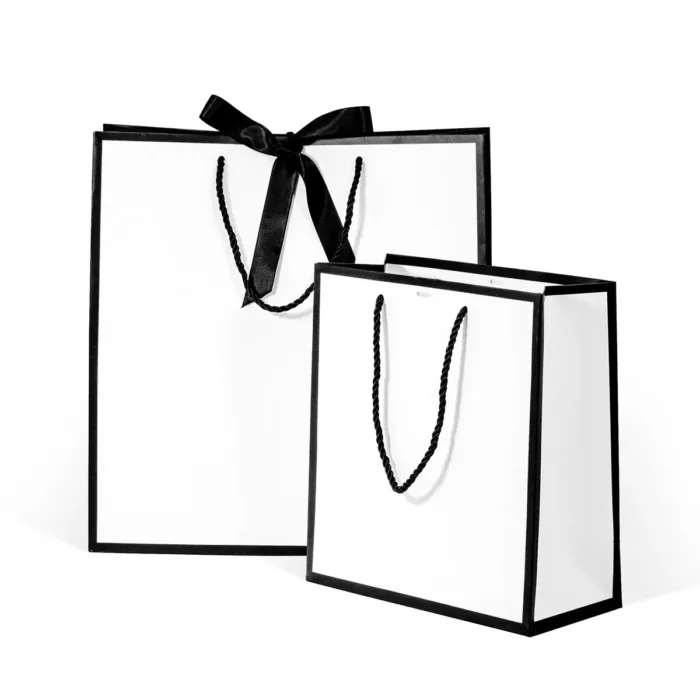 A4 White Paper Gift Bag with Black Border - Image 9