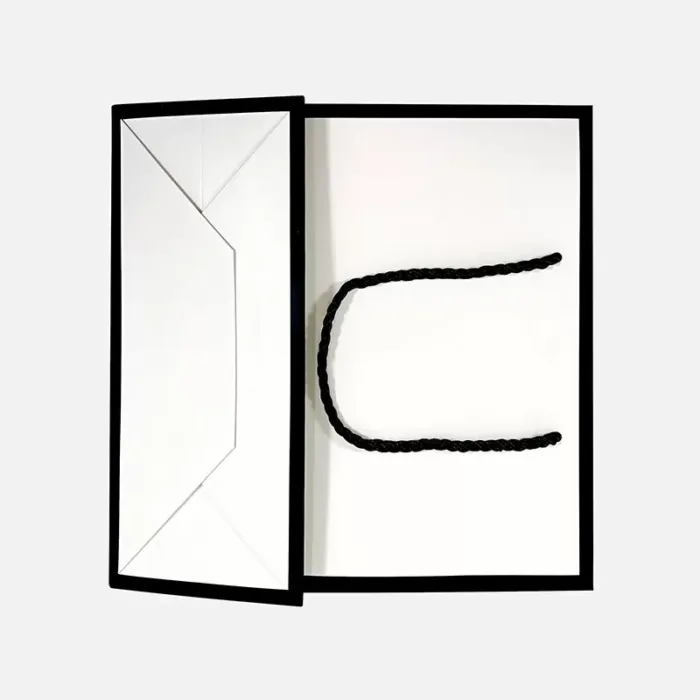 A5 White Paper Gift Bag with Black Border and Ribbon - Image 3