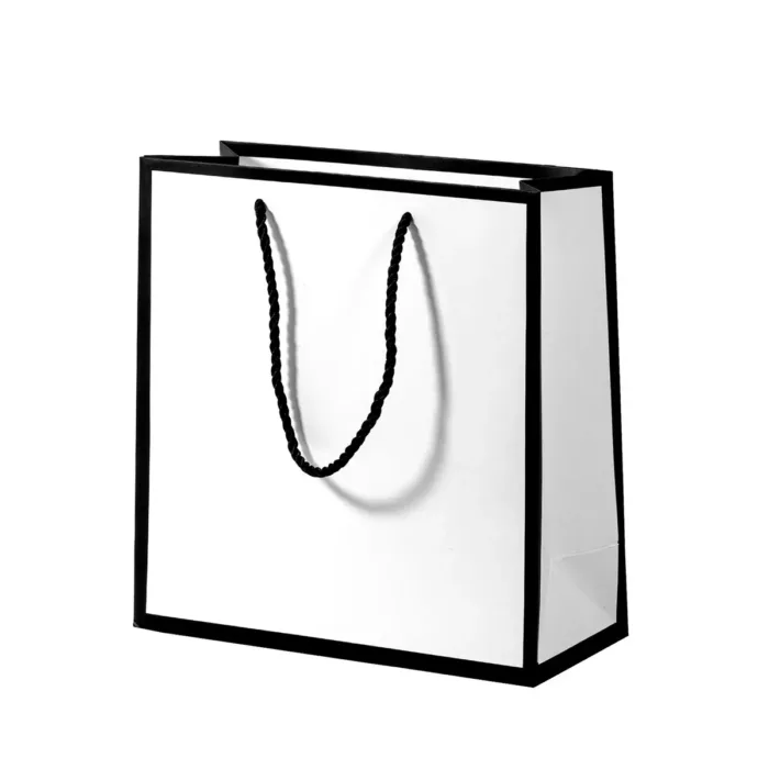 A5 White Paper Gift Bag with Black Border