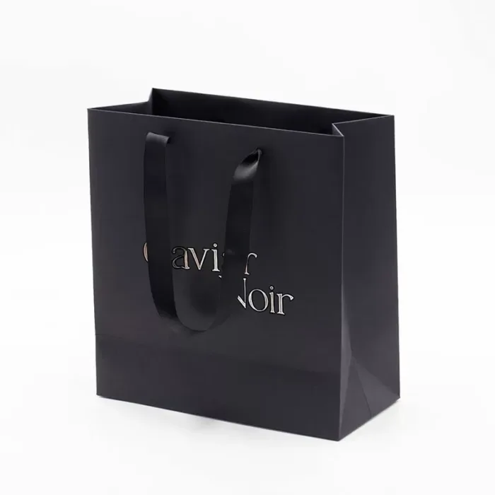 A5 Black Paper Gift Bag with Handle - Image 6