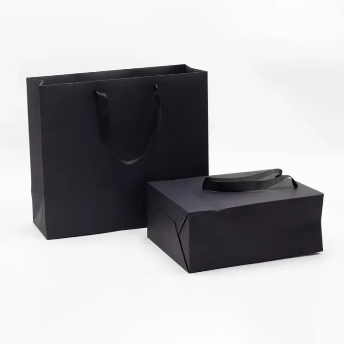 A4 Black Paper Gift Bag with Handle - Image 4