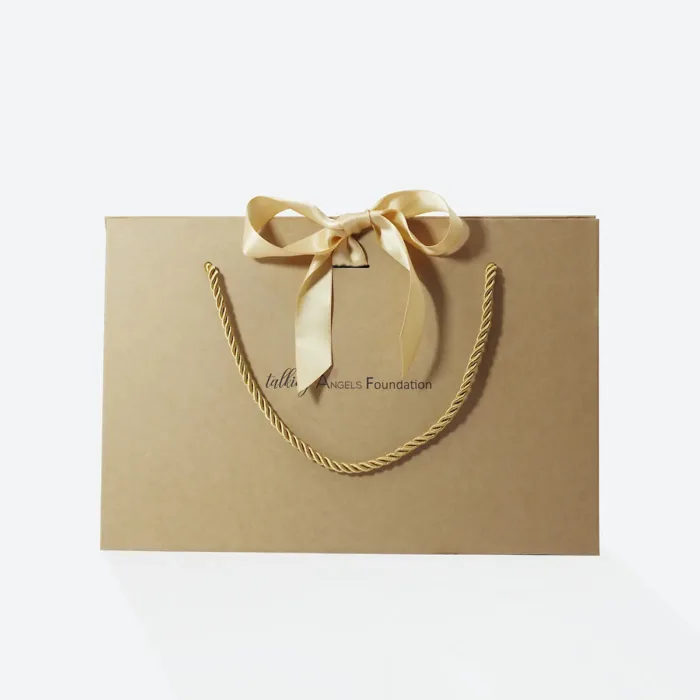 Small Kraft Triangle Shaped Gift Bag with Ribbon - Image 2