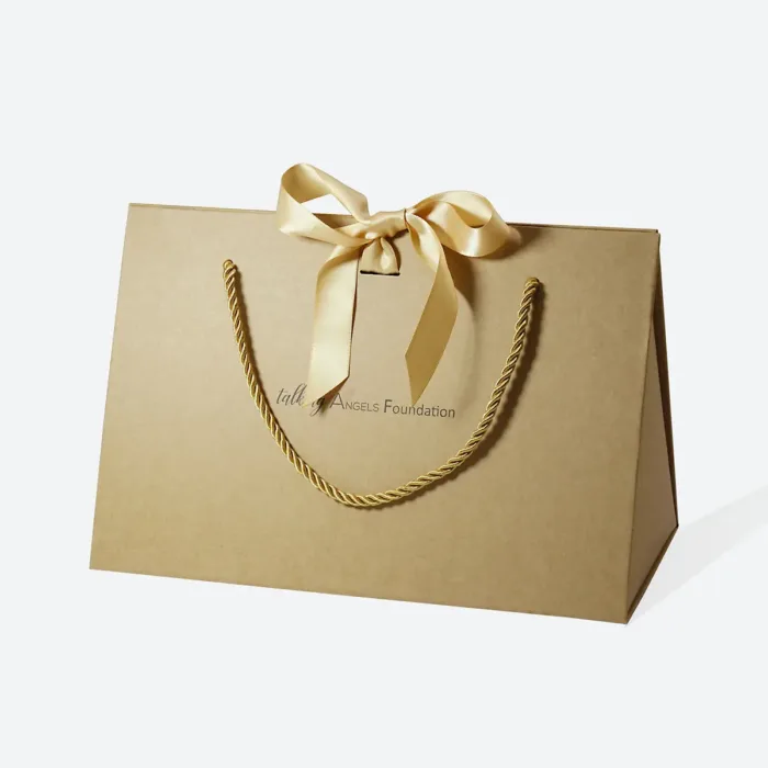Small Kraft Triangle Shaped Gift Bag with Ribbon - Image 11