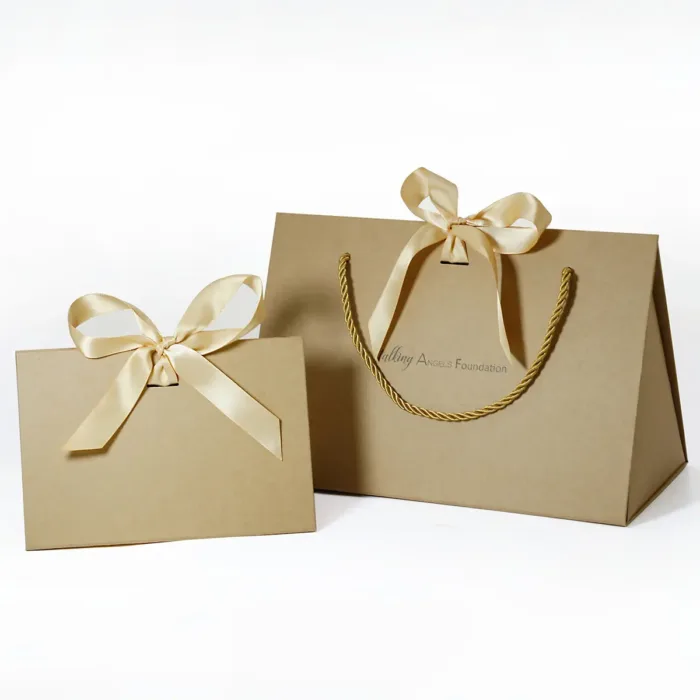 Small Kraft Triangle Shaped Gift Bag with Ribbon - Image 10