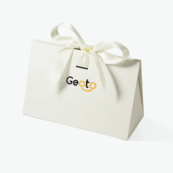 Large Ivory Triangle Shaped Gift Bag with Ribbon and Handle - Image 12