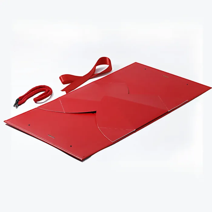 Large Red Triangle Shaped Gift Bag with Ribbon and Handle - Image 3