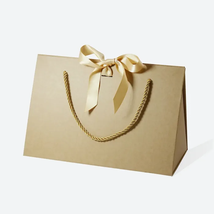 Large Kraft Triangle Shaped Gift Bag with Ribbon and Handle