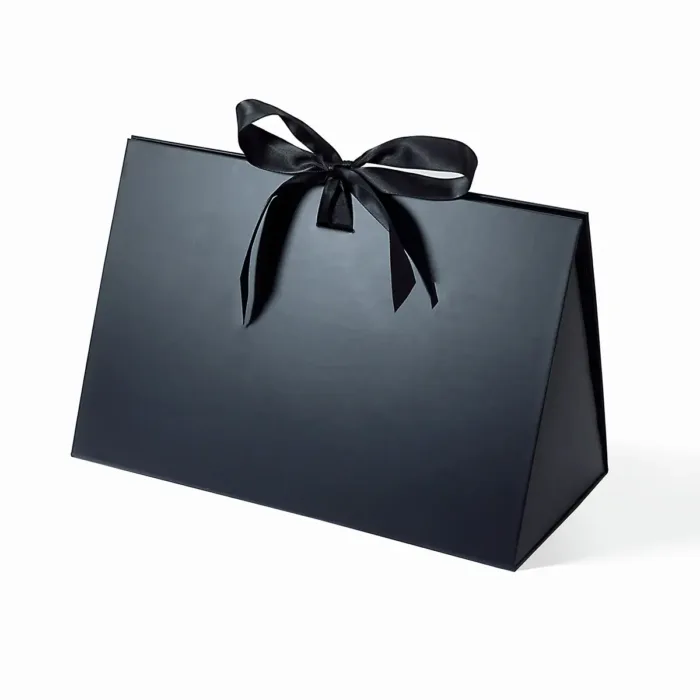 Large Black Triangle Shaped Gift Bag with Ribbon