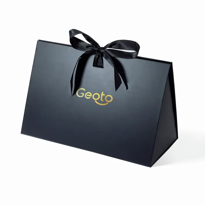 Large Black Triangle Shaped Gift Bag with Ribbon - Image 5