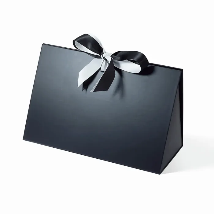 Large Black Triangle Shaped Gift Bag with Ribbon - Image 2
