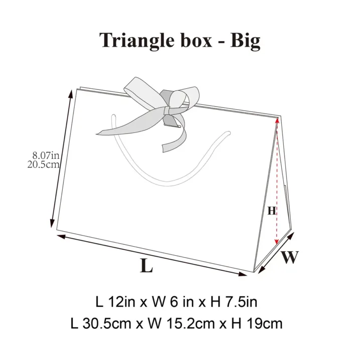 Large Ivory Triangle Shaped Gift Bag with Ribbon and Handle - Image 6