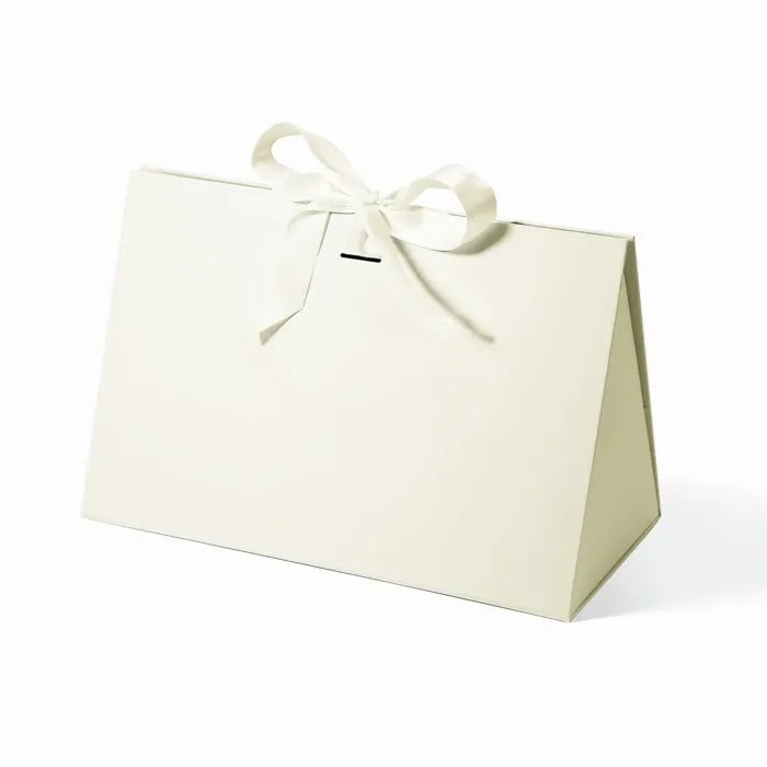Large Ivory Triangle Shaped Gift Bag with Ribbon