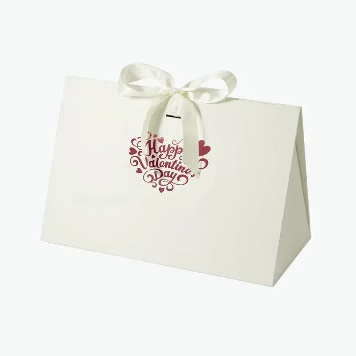 Large Ivory Triangle Shaped Gift Bag with Ribbon - Image 6