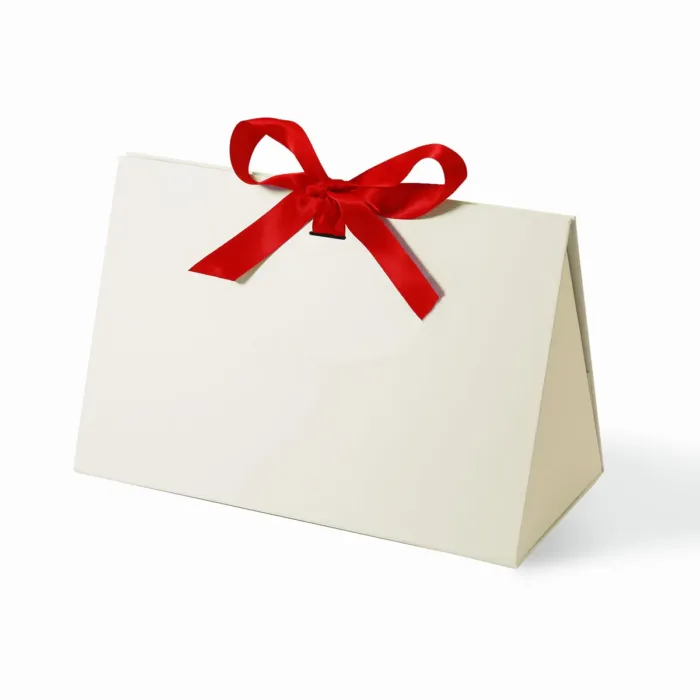 Large Ivory Triangle Shaped Gift Bag with Ribbon - Image 2