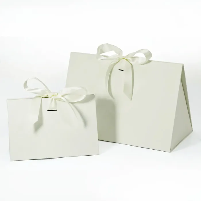 Large Ivory Triangle Shaped Gift Bag with Ribbon - Image 5