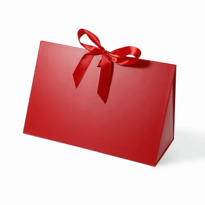 Large Red Triangle Shaped Gift Bag with Ribbon