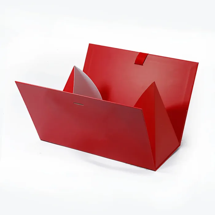 Large Red Triangle Shaped Gift Bag with Ribbon - Image 3