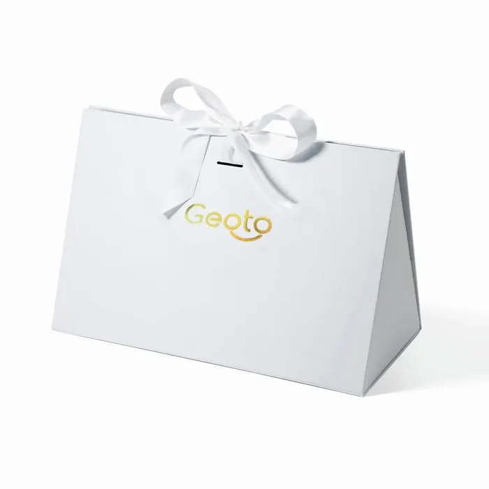 Large White Triangle Shaped Gift Bag with Ribbon - Image 6