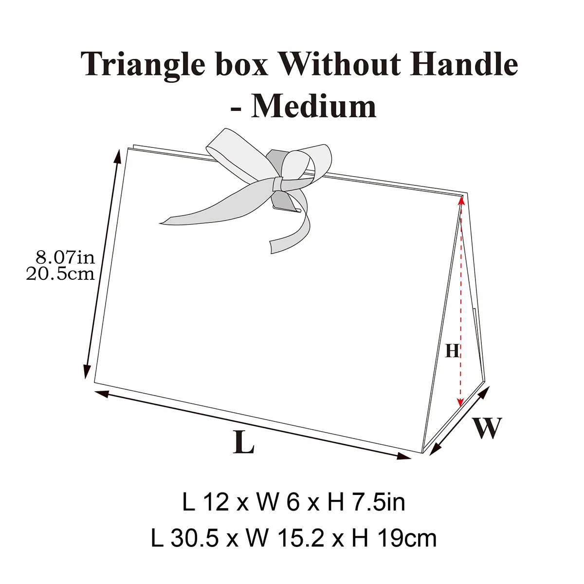 Medium Ivory Triangle Shaped Gift Bag with Ribbon - Image 7