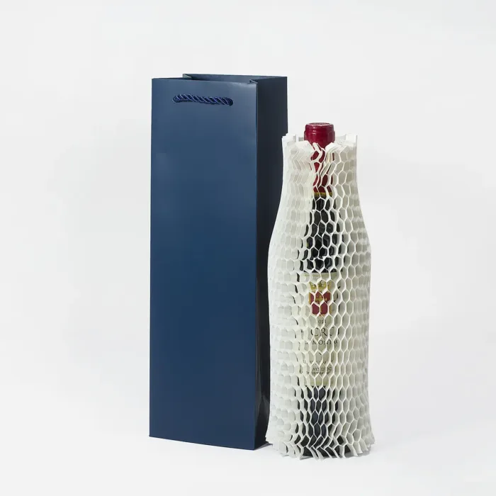 Navy Blue One Bottle Wine Gift Bag - Image 3