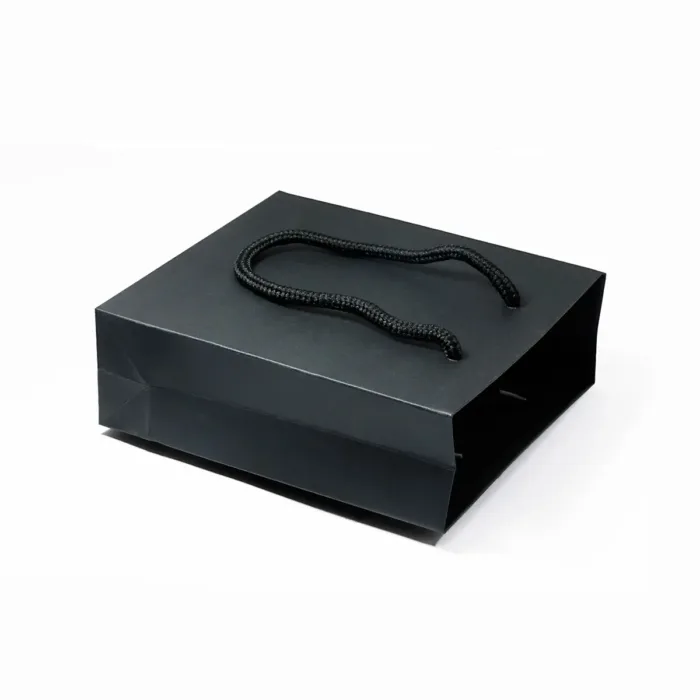 Small Black Paper Gift Bag with Handle - Image 2
