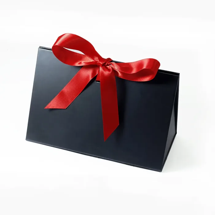 Small Black Triangle Shaped Gift Bag with Ribbon - Image 5