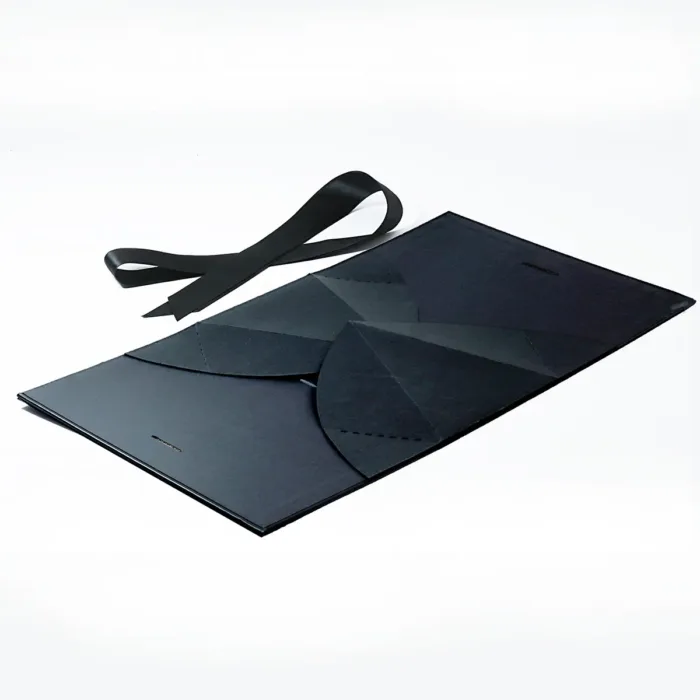 Small Black Triangle Shaped Gift Bag with Ribbon - Image 3