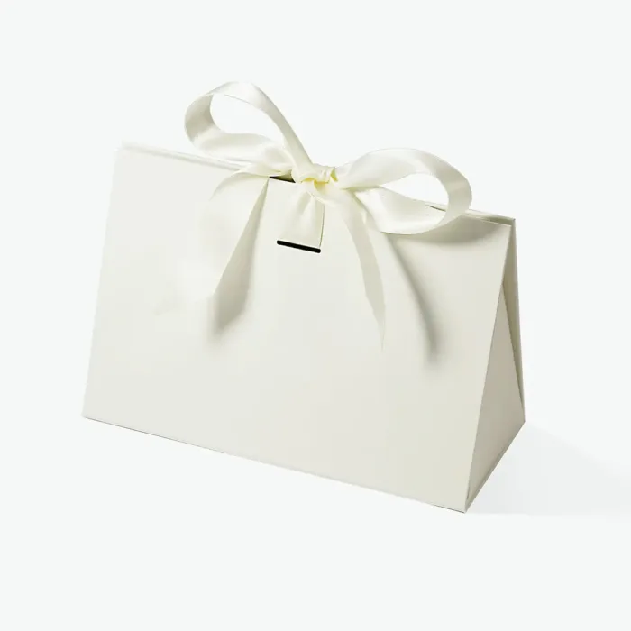 Small Ivory Triangle Shaped Gift Bag with Ribbon