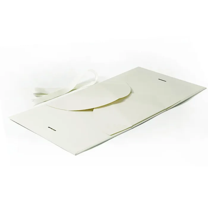 Small Ivory Triangle Shaped Gift Bag with Ribbon - Image 3