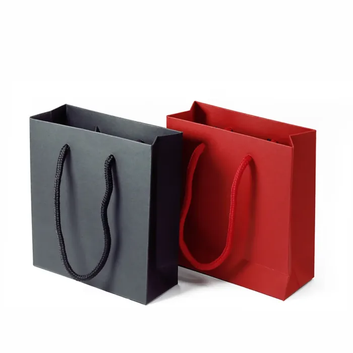Small Black Paper Gift Bag with Handle - Image 4