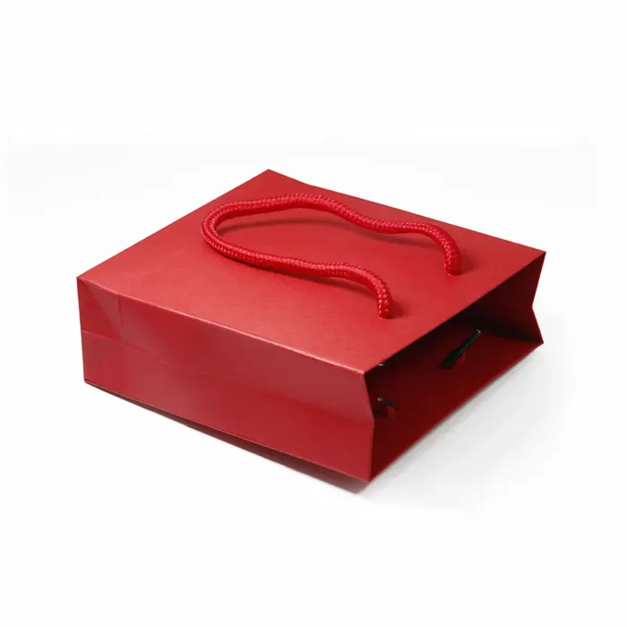 Small Red Paper Gift Bag with Handle - Image 2