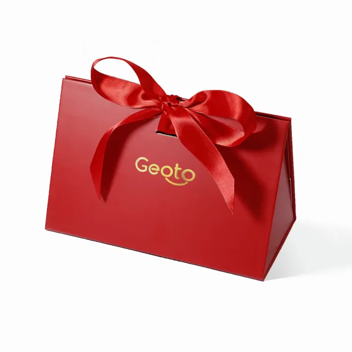 Small Red Triangle Shaped Gift Bag with Ribbon - Image 4