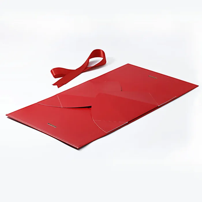 Small Red Triangle Shaped Gift Bag with Ribbon - Image 3