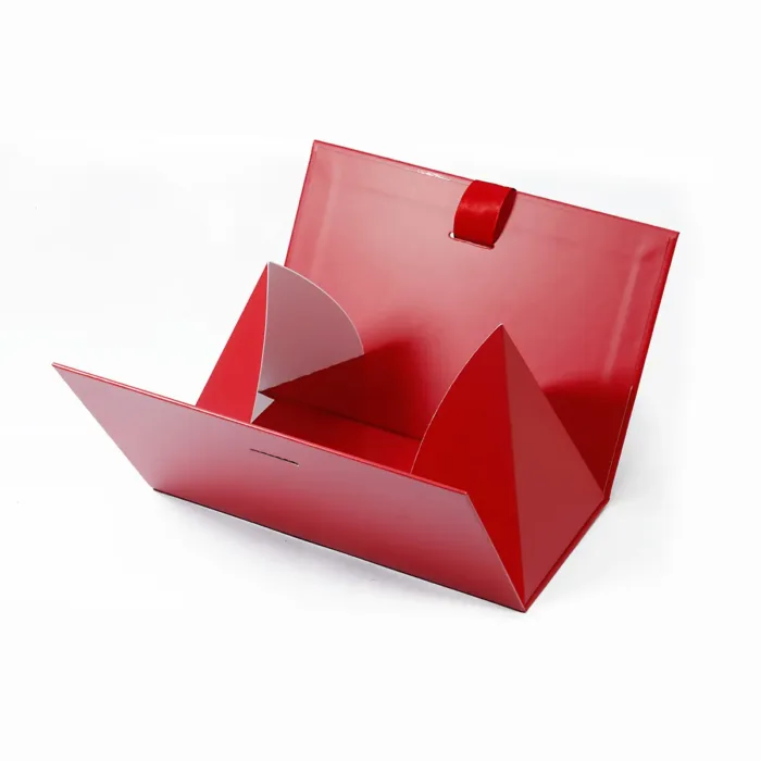 Small Red Triangle Shaped Gift Bag with Ribbon - Image 2
