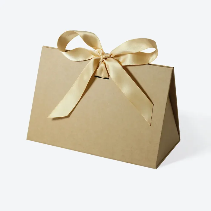 Small Kraft Triangle Shaped Gift Bag with Ribbon