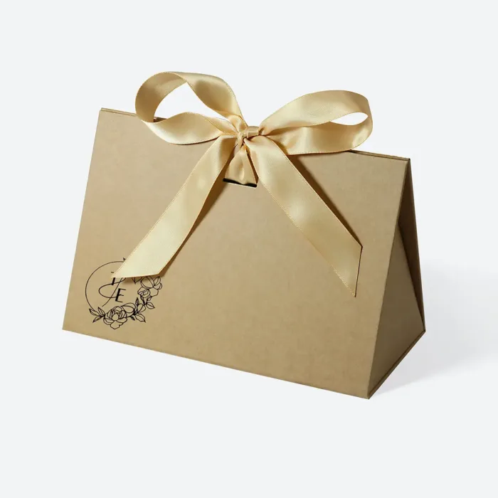 Small Kraft Triangle Shaped Gift Bag with Ribbon - Image 12