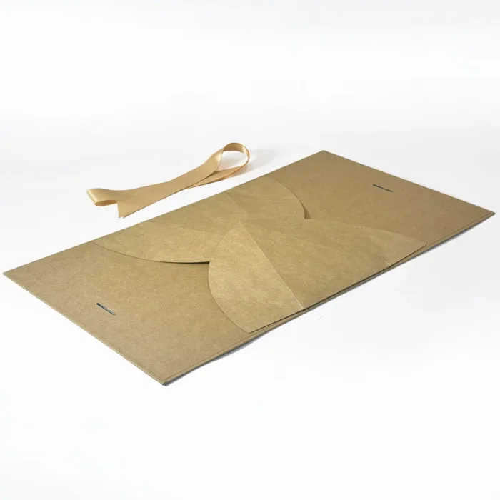 Small Kraft Triangle Shaped Gift Bag with Ribbon - Image 5