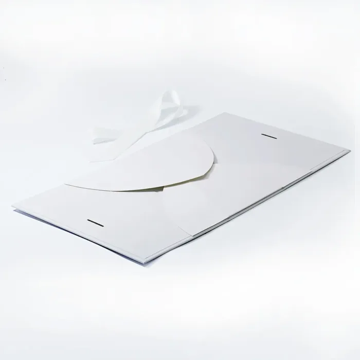 Small White Triangle Shaped Gift Bag with Ribbon - Image 2