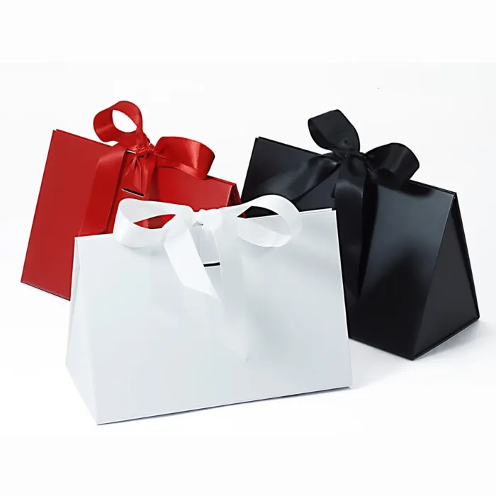 Small Kraft Triangle Shaped Gift Bag with Ribbon - Image 7