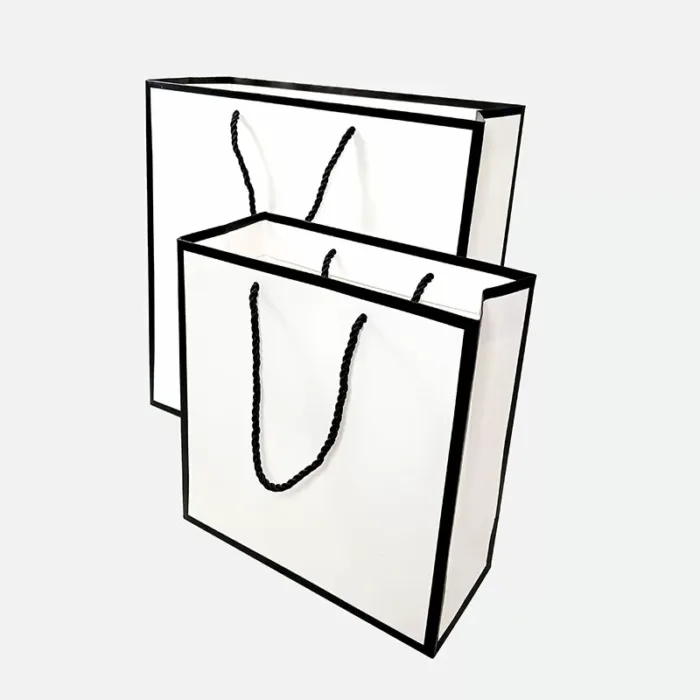 A4 White Paper Gift Bag with Black Border - Image 4