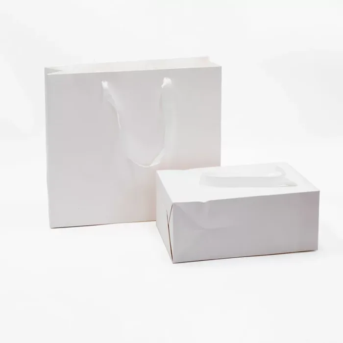 A4 White Paper Gift Bag with Handle - Image 5