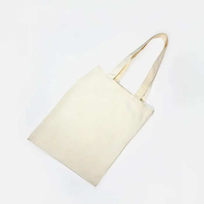 Medium Ivory Canvas Cotton Tote Bag - Image 3