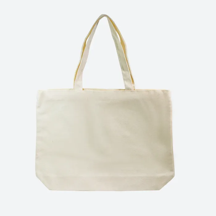 Small Ivory Canvas Cotton Tote Bag with Flat Base